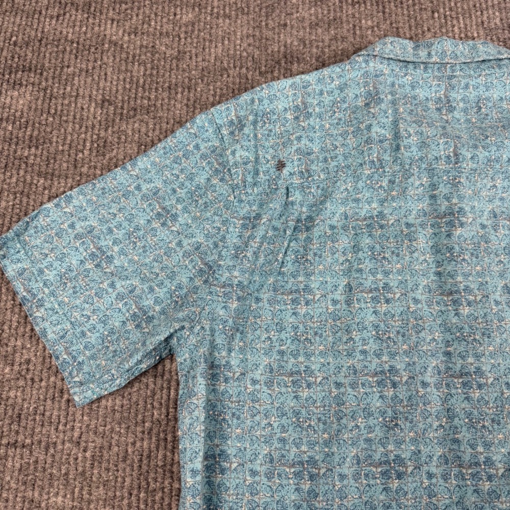 Royal Robbins Short Sleeve Button Up Shirt Mens L Blue Leaf Print Organic Cotton - Picture 5 of 15